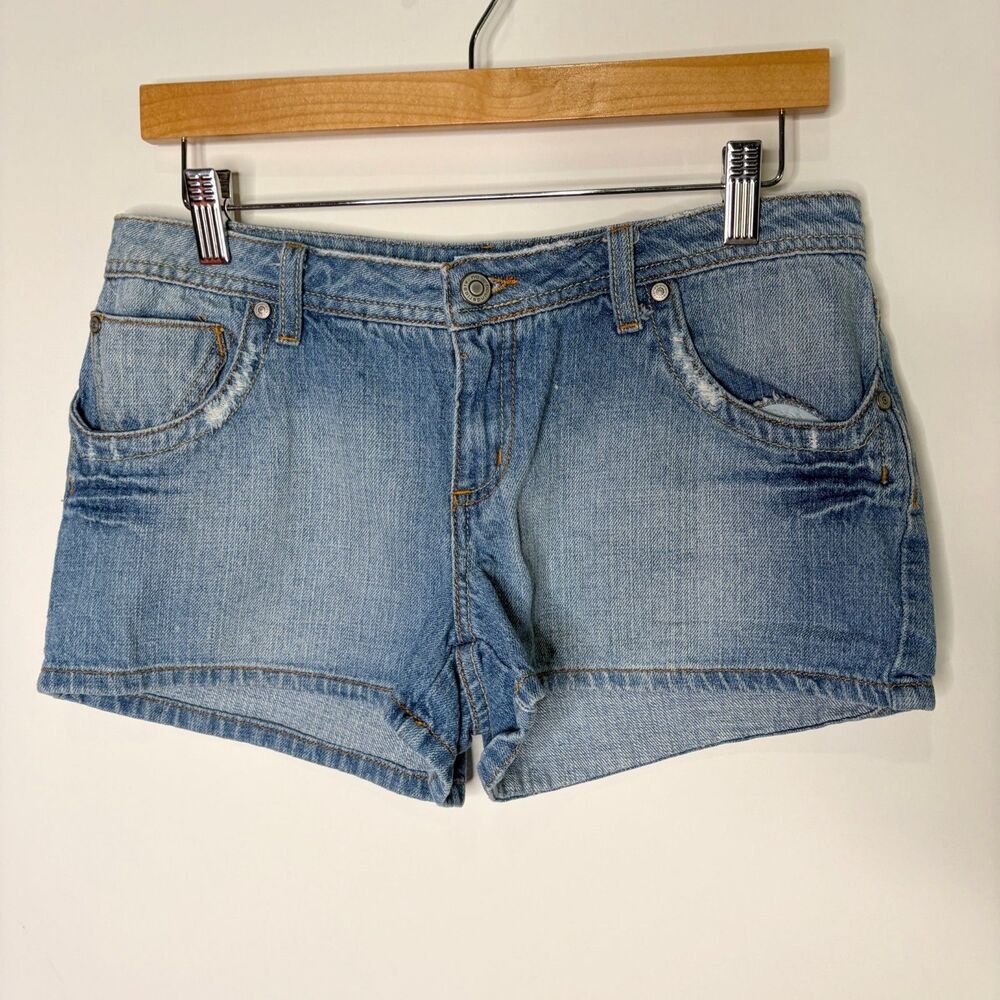 Vintage Y2K No Boundaries Micro Mini Shorts Low Rise Jean Denim Distressed 11